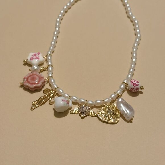 Elegant Pearl Charm Necklace S924 - Picture 4 of 5